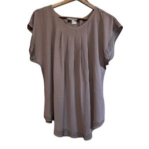 Solution Womens Top, Studded Blouse, Pleated, Short Sleeve, Party, Career‎